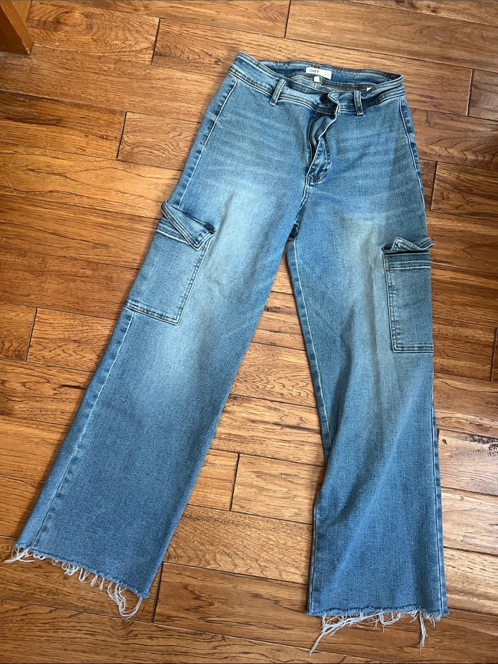 Wide Leg Cargo Jeans in Light Blue - Women's